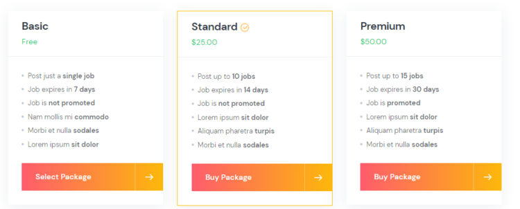 Monetize a job board by selling listing packages.