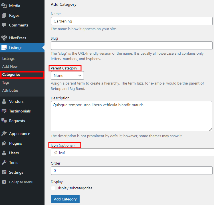 Adding listing categories to the service marketplace.