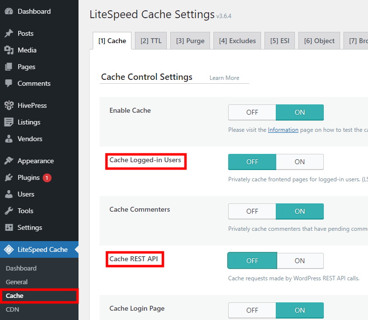 Speed up a WordPress website by optimizing cache options.