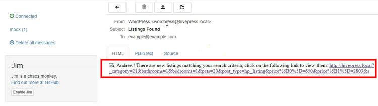 Notification about new listings with matching search criteria.