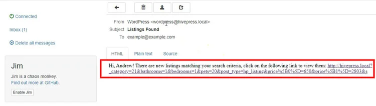 Notification about new listings with matching search criteria.