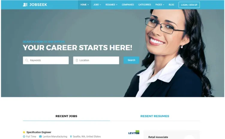 Jobseek WordPress theme.