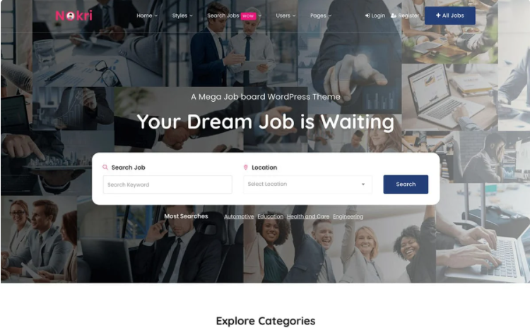 Nokri, a premium WordPress theme for building job portals.