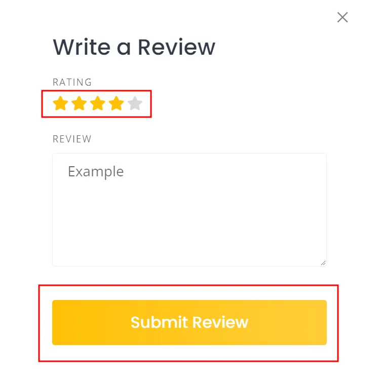 Example of how to rate a listing.