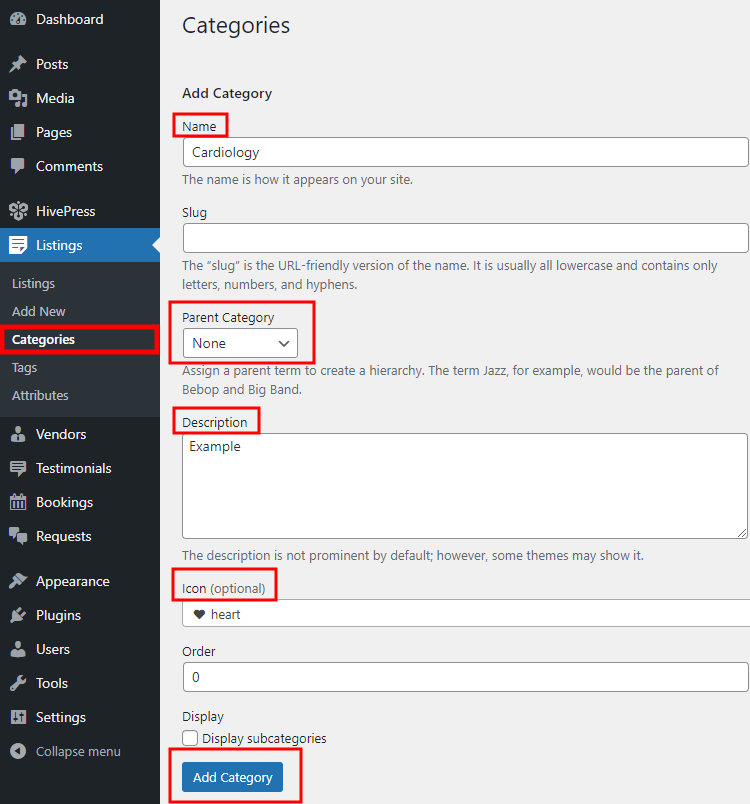 Adding listing categories to the doctor appointment booking website.