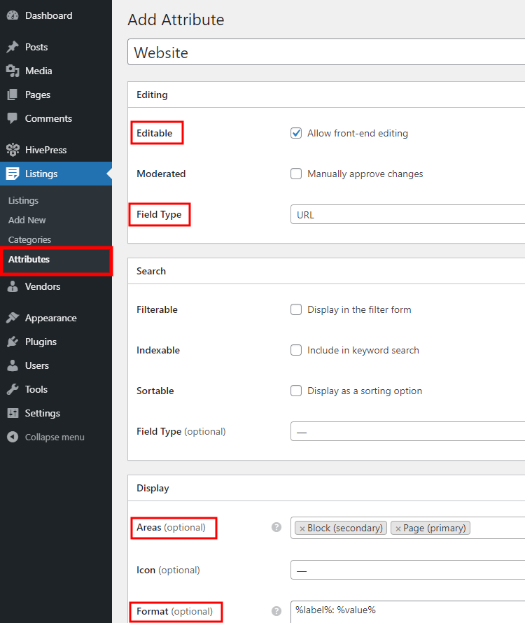 Adding custom listing fields to a business directory website.