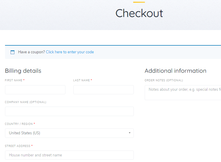 Example of the checkout page.