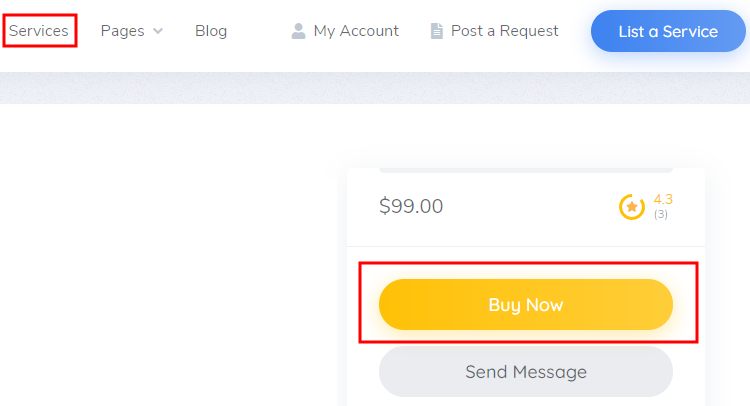 Example of how to buy a service on the peer-to-peer marketplace.