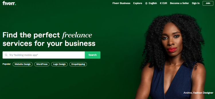 Fiverr homepage.