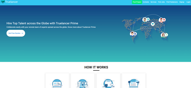 Truelancer homepage.