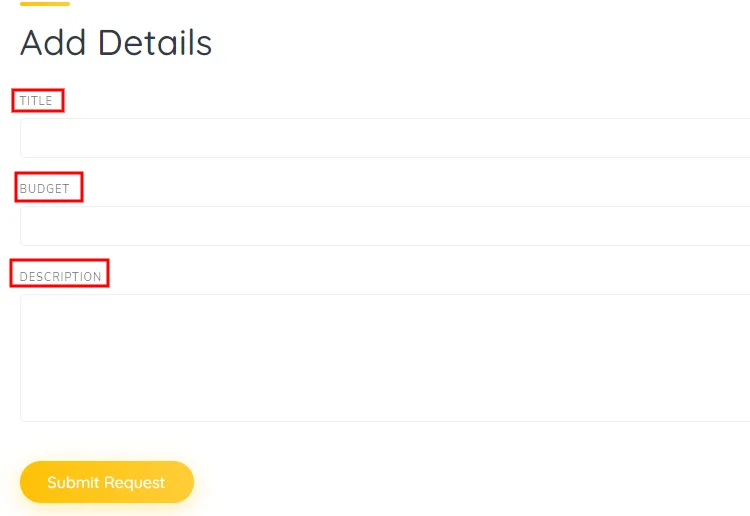 o formulário de envio de solicitação do mercado de micro-empregos.