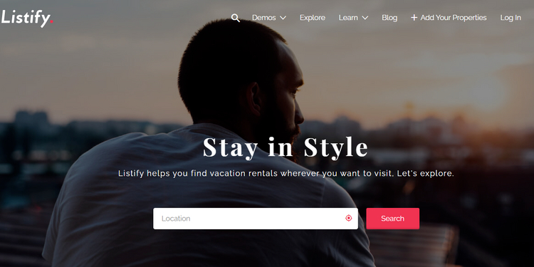 Listify - multi-vendor rental WordPress theme.