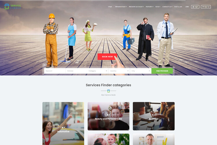 Service Finder WordPress theme.