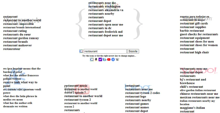 Example results from Soovle.