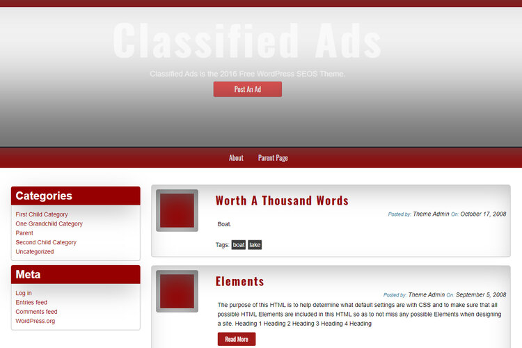 A free Classified Ads WordPress theme.