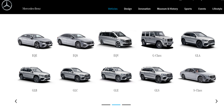 Mercedes-Benz website homepage
