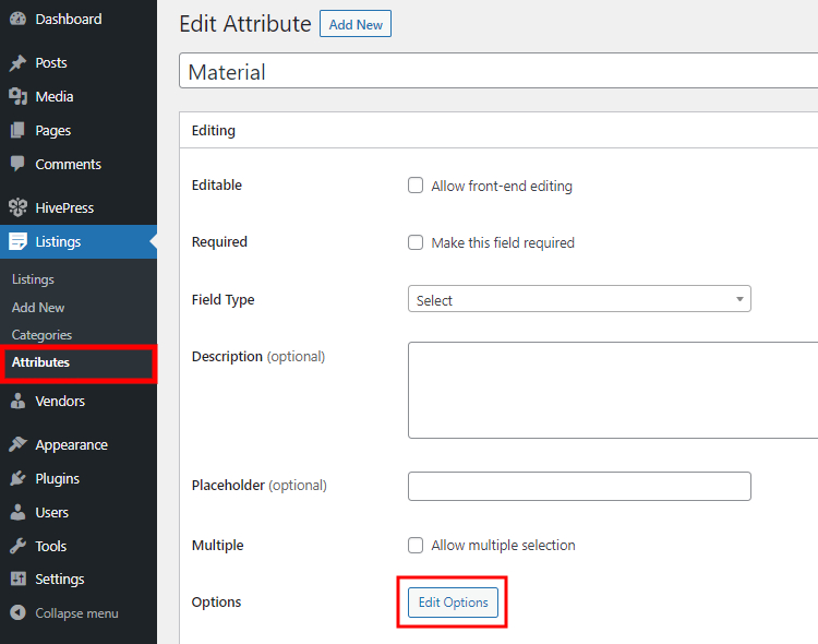 An example of setting up a custom listing field.