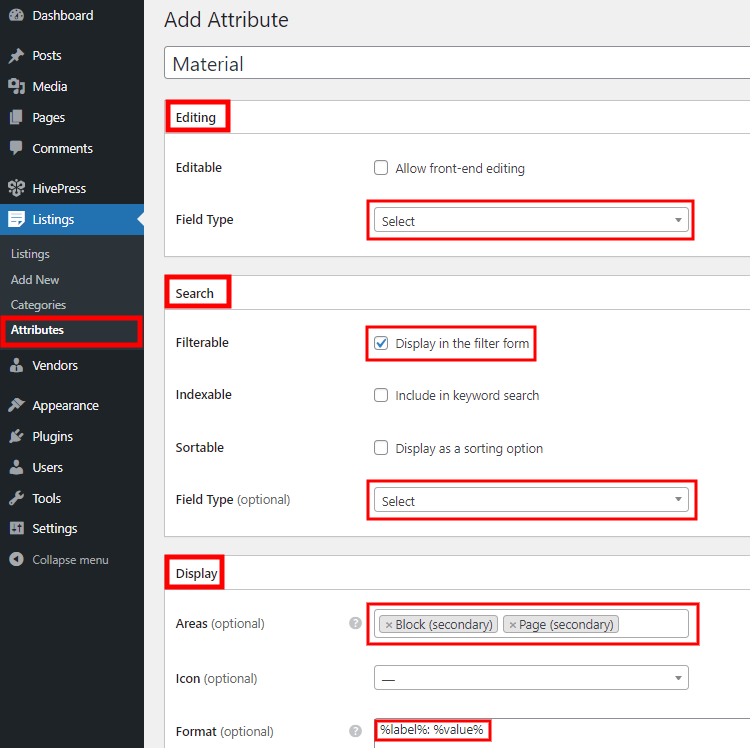 An example of adding custom listing fields in WordPress.