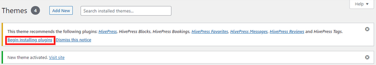 Installing the HivePress plugin.