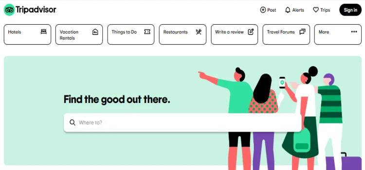 Tripadvisor homepage.