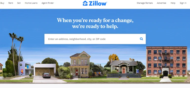 Zillow homepage.