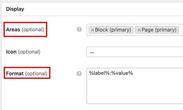 Setting up display format for a requests' custom field.