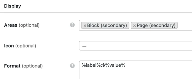 Selecting a template area for a custom requests field.