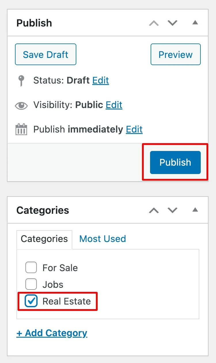 Adding a category-specific listing package.