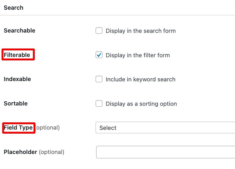 Setting up a custom search filter.