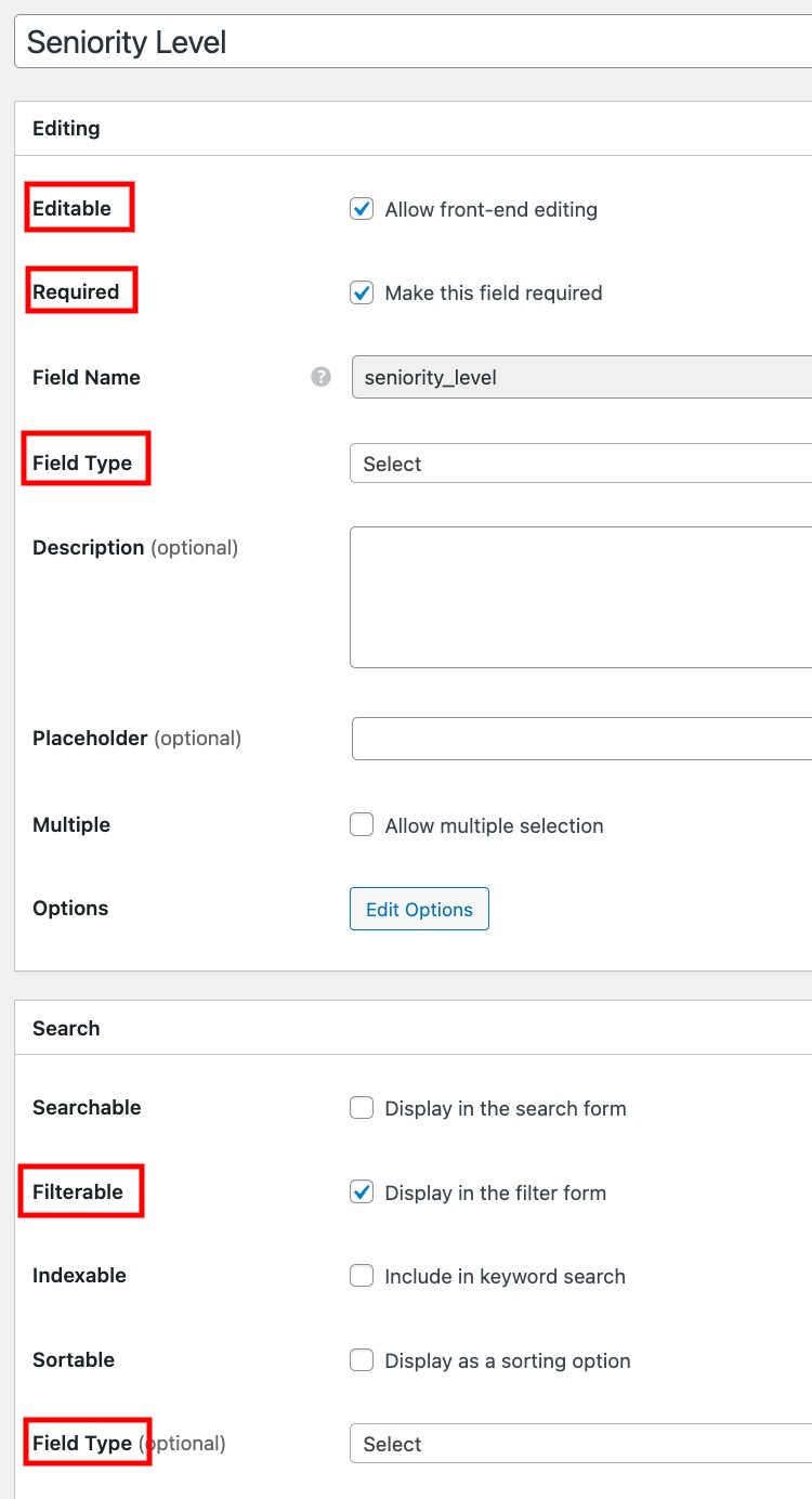 Setting up vendor attributes.