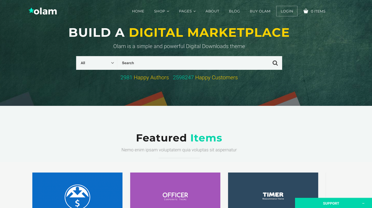 Olam - Easy Digital Downloads Marketplace WordPress Theme.