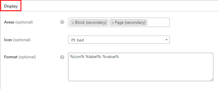 Setting up display format for listing fields.