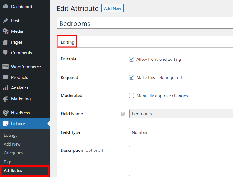 Adding listing fields.