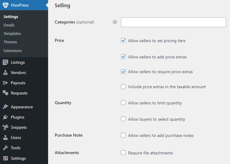 Setting up TaskHive selling functionality.