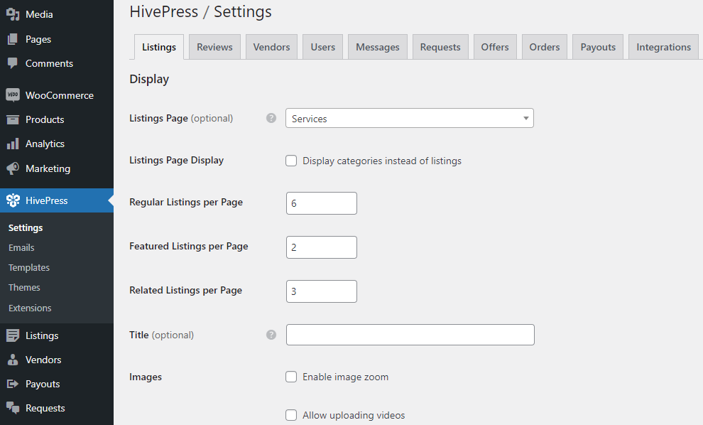 Setting up listings in TaskHive.