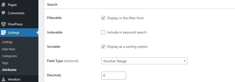 Adding listing search filters.