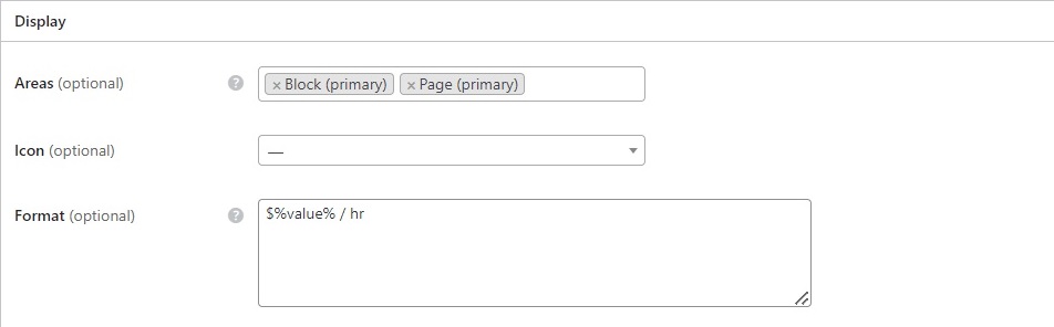 Setting up a display format for a listing field.