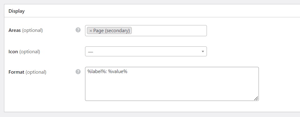 Setting up display format for vendor profile fields.