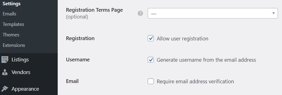 Setting up users tab in HivePress settings.