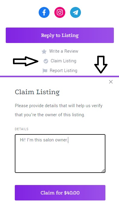 Claiming a listing.