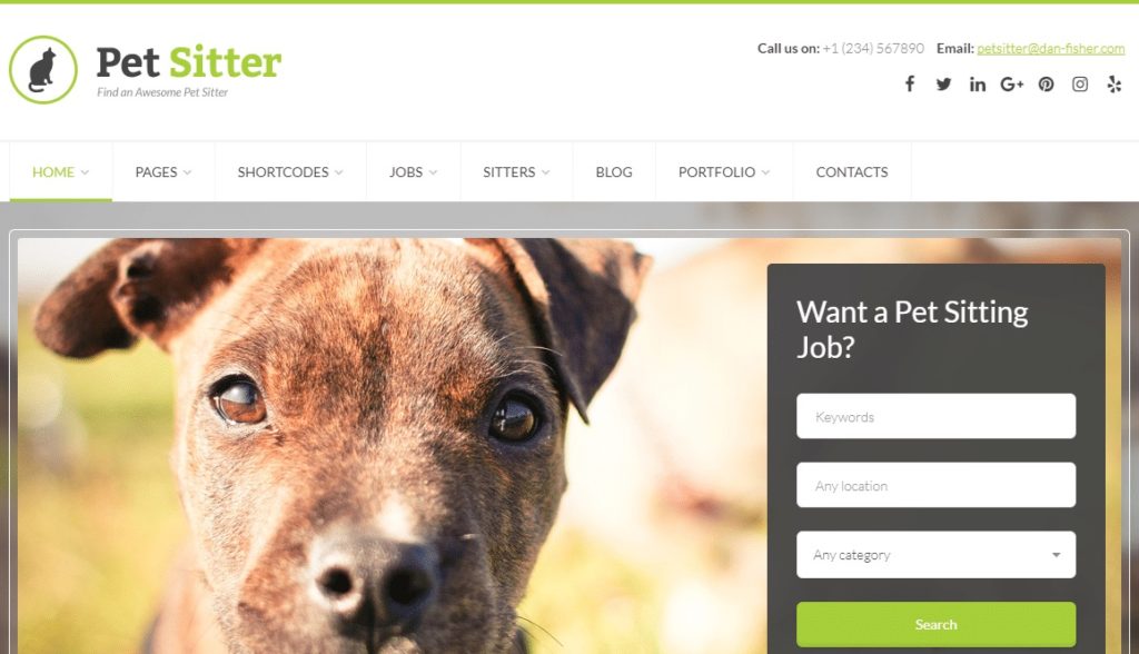 Pet Sitter WordPress theme.