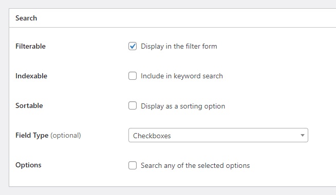 Setting up a listing search filter.