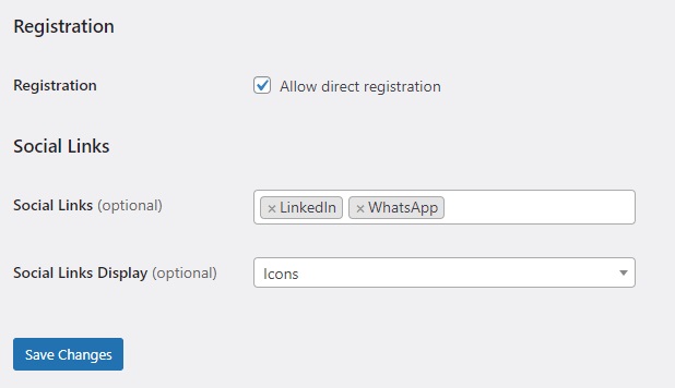 Allowing direct registration of users.