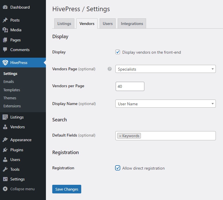 Setting up HivePress.