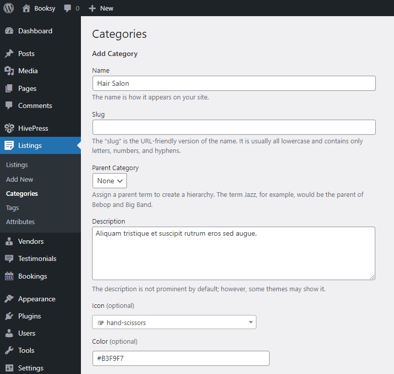 Adding listing categories.