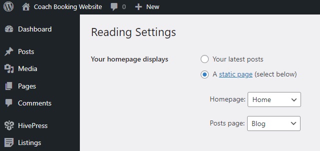 Setting a homepage.