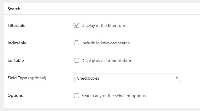 Setting up search filters.