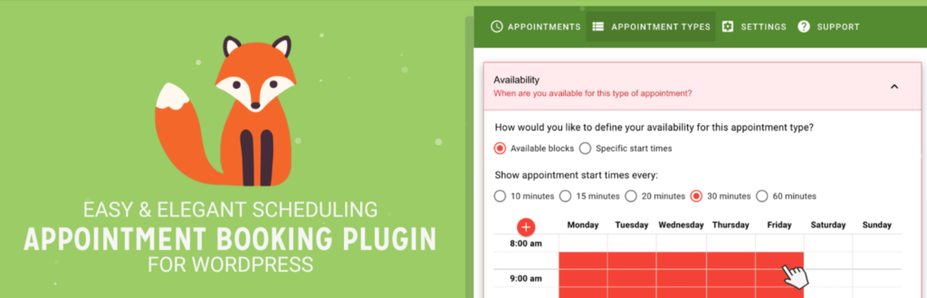 Simply Schedule Appointments plugin.