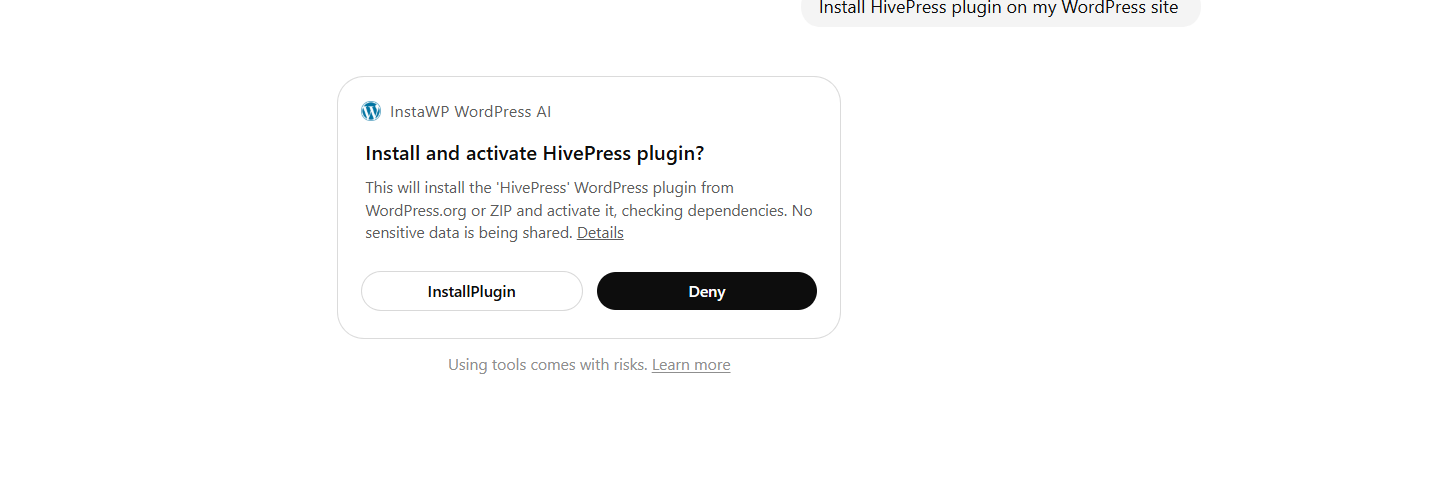 Pop-up window asking to install and activate HivePress plugin