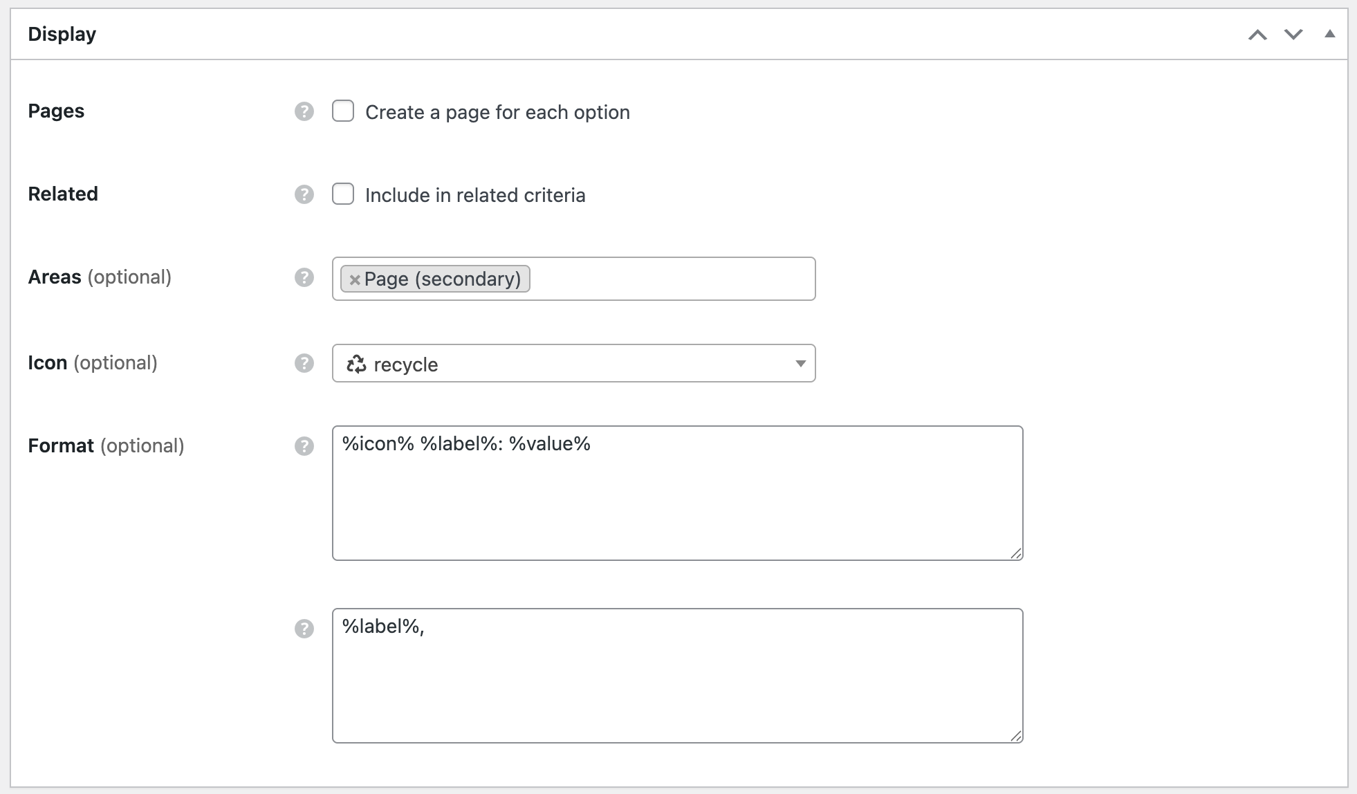 Display section of attribute settings in HivePress